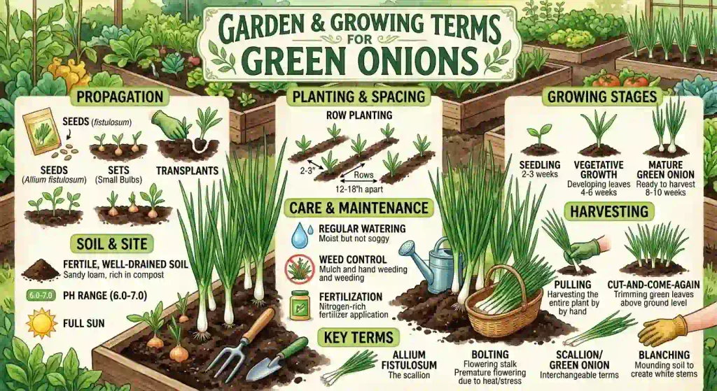 Garden and Growing Terms for Green Onions 
