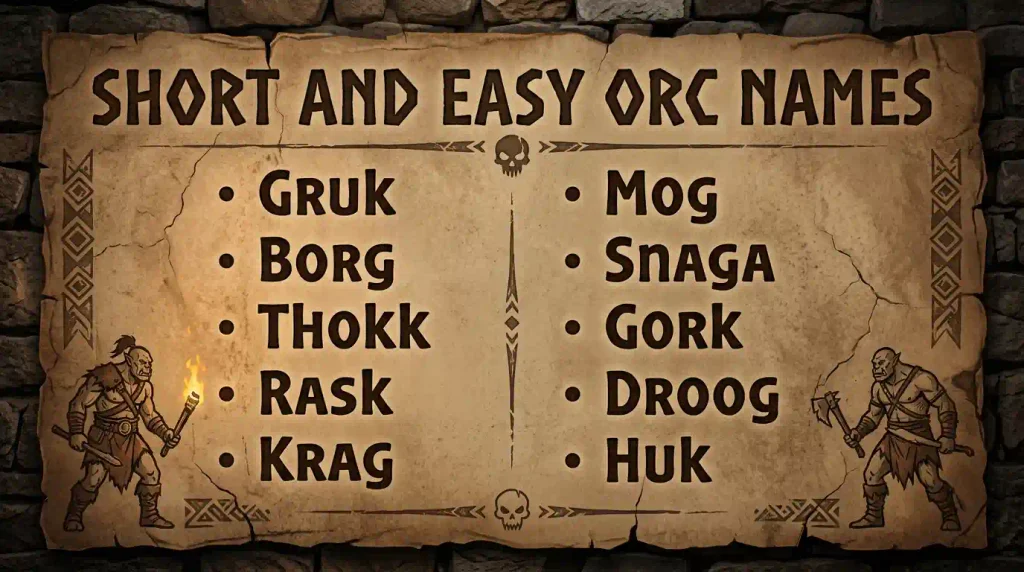 Short and Easy Orc Names 